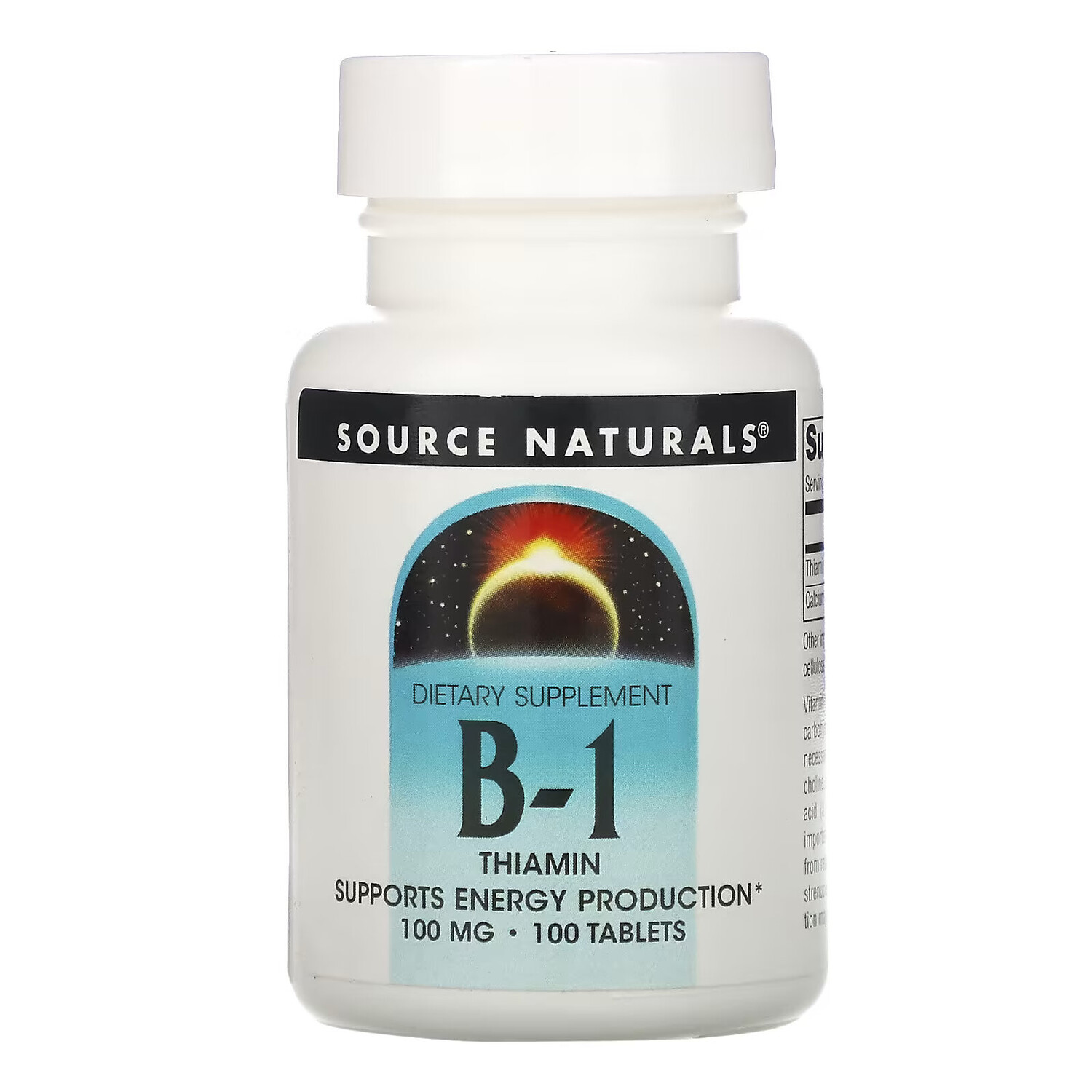 

Source Naturals, витамин B1, тиамин, 100 мг, 100 таблеток