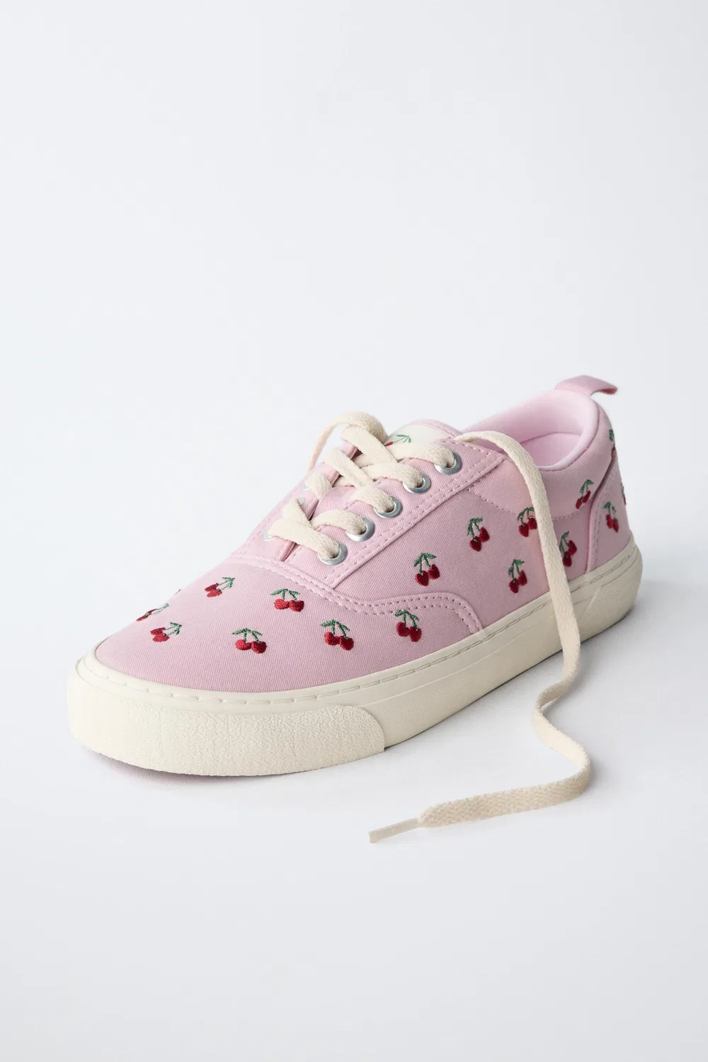 Хлопковые кроссовки с вышивкой ZARA, Pink — фото 4