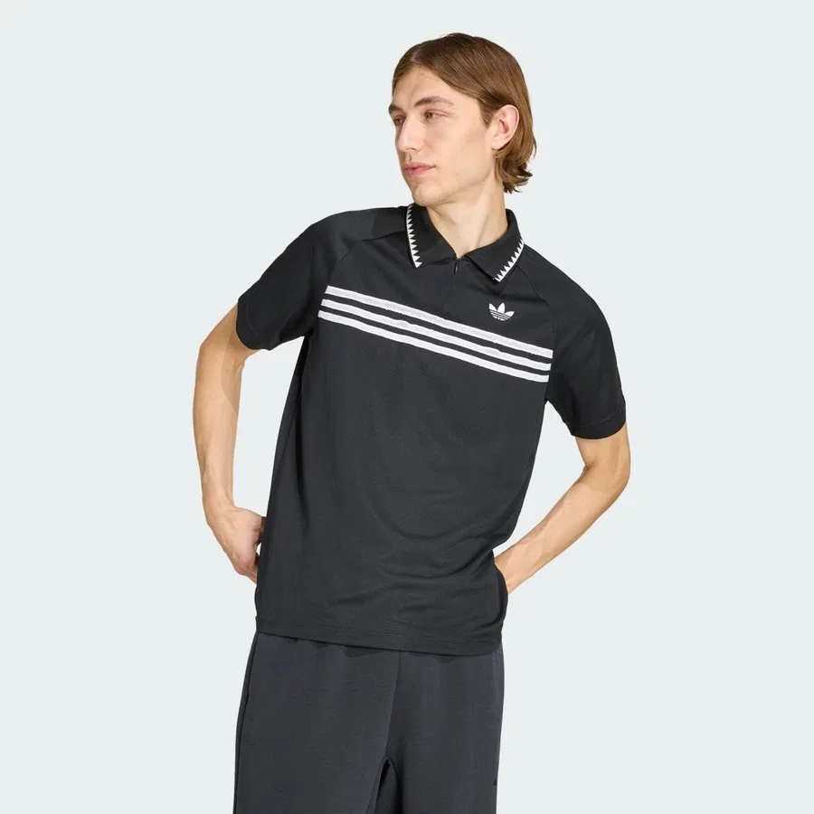 Мужское поло с принтом Chest Stripes Slim adidas, Черный