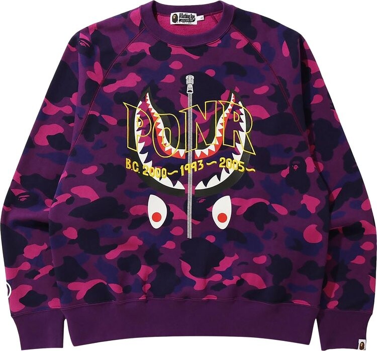 

Толстовка BAPE Color Camo Shark Crewneck 'Purple', фиолетовый