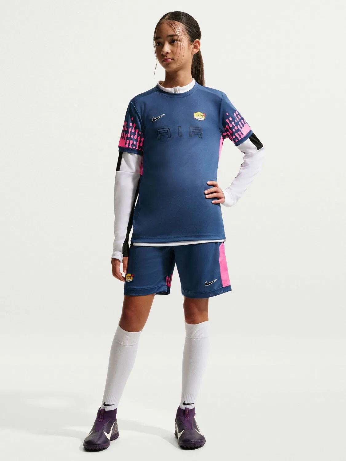 Футболка футбольная Kylian Mbappé Academy Dri-FIT Nike, Mystic Navy