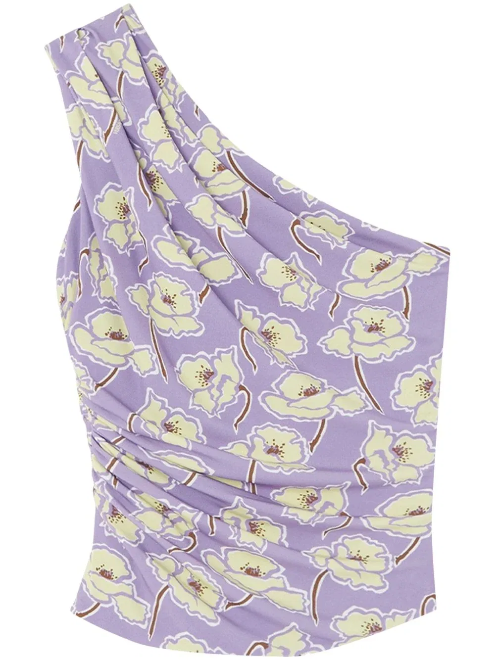 Женский топ на одно плечо с цветочным принтом One-Shoulder Lilac Top Versace, White