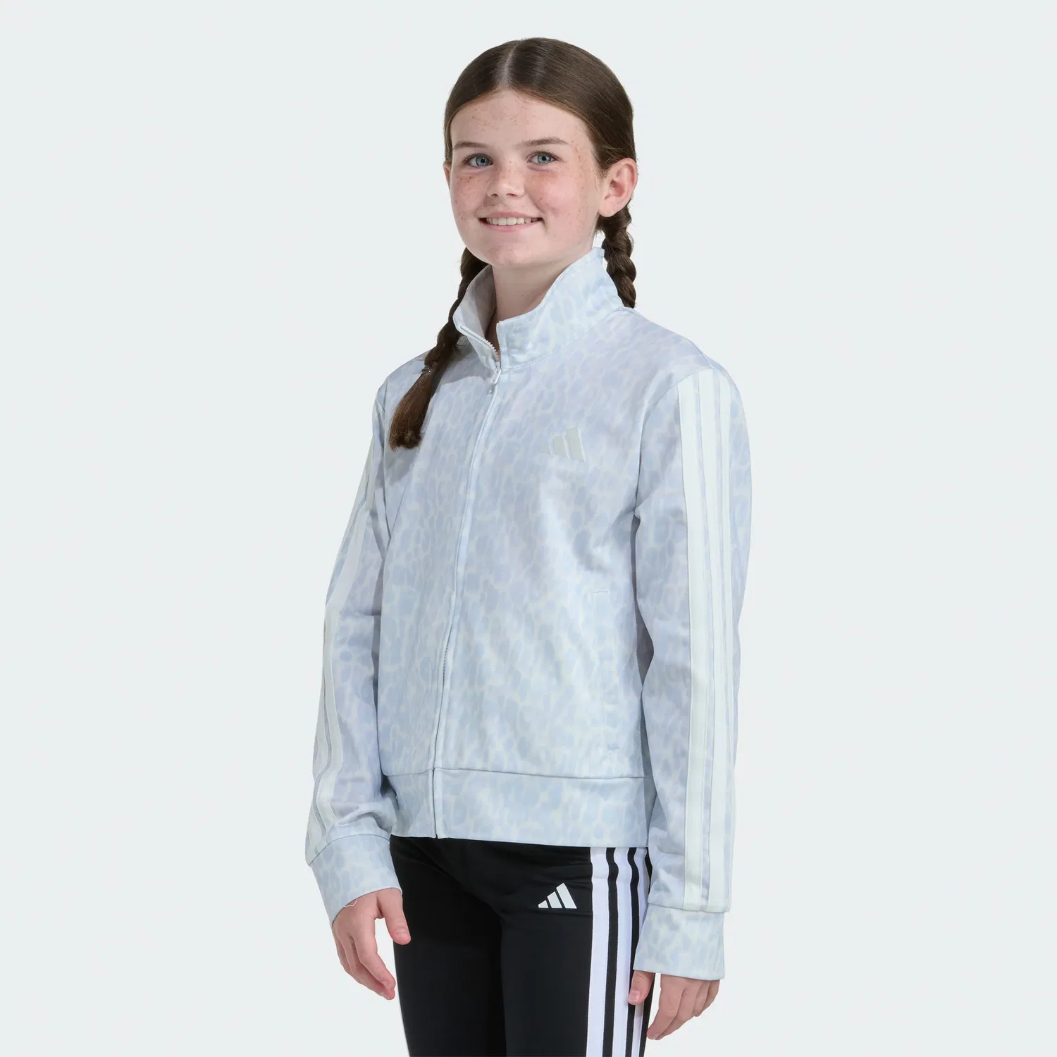 Детская куртка спортивная с принтом adidas AOP 3S TRICOT JACKET, Clear Sky