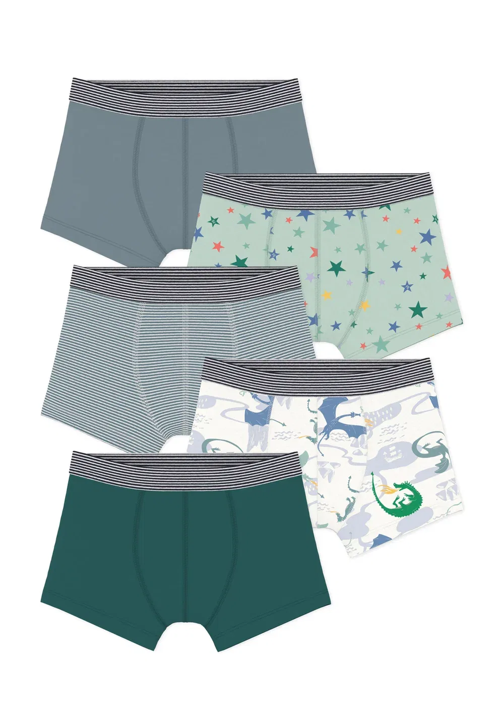 Комплект из 4 боксерских трусов Petit Bateau, Green Multicolor