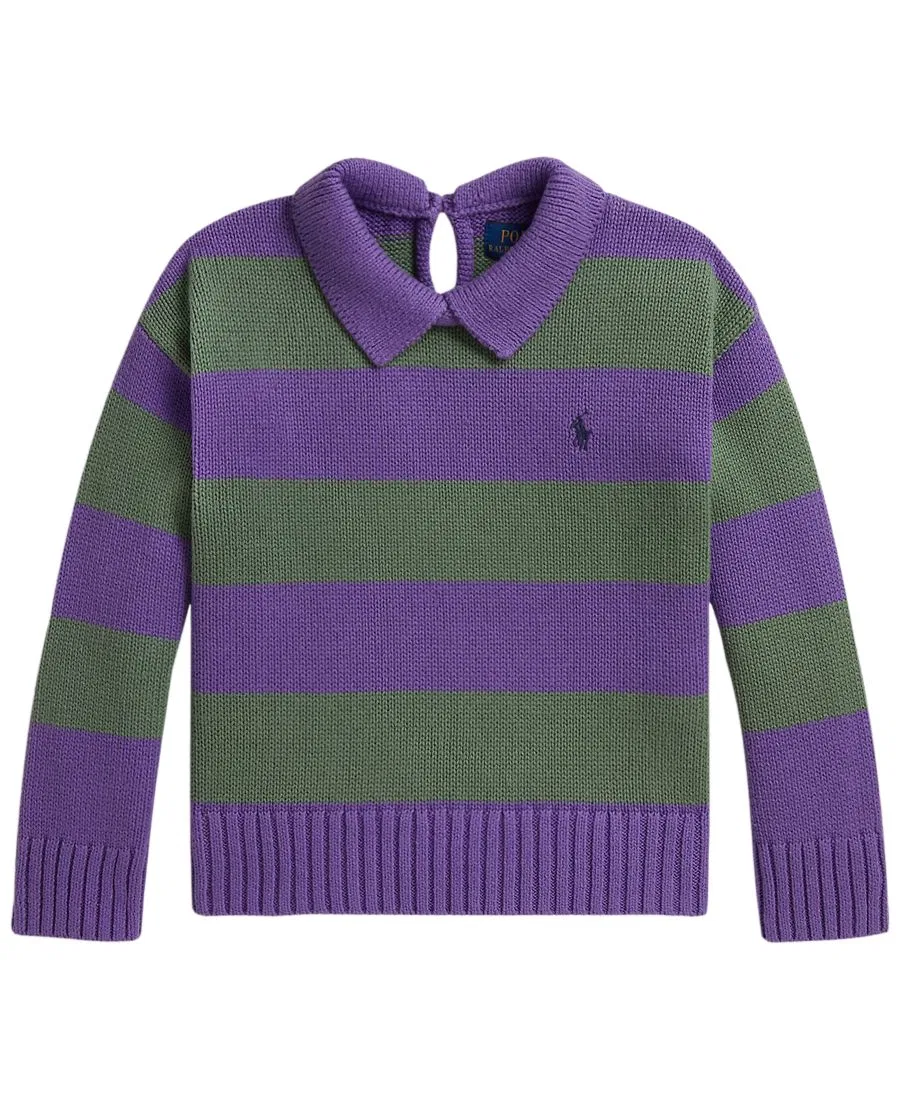 Свитер-поло с длинным рукавом в полоску Polo Ralph Lauren, Purple Lilac Multi