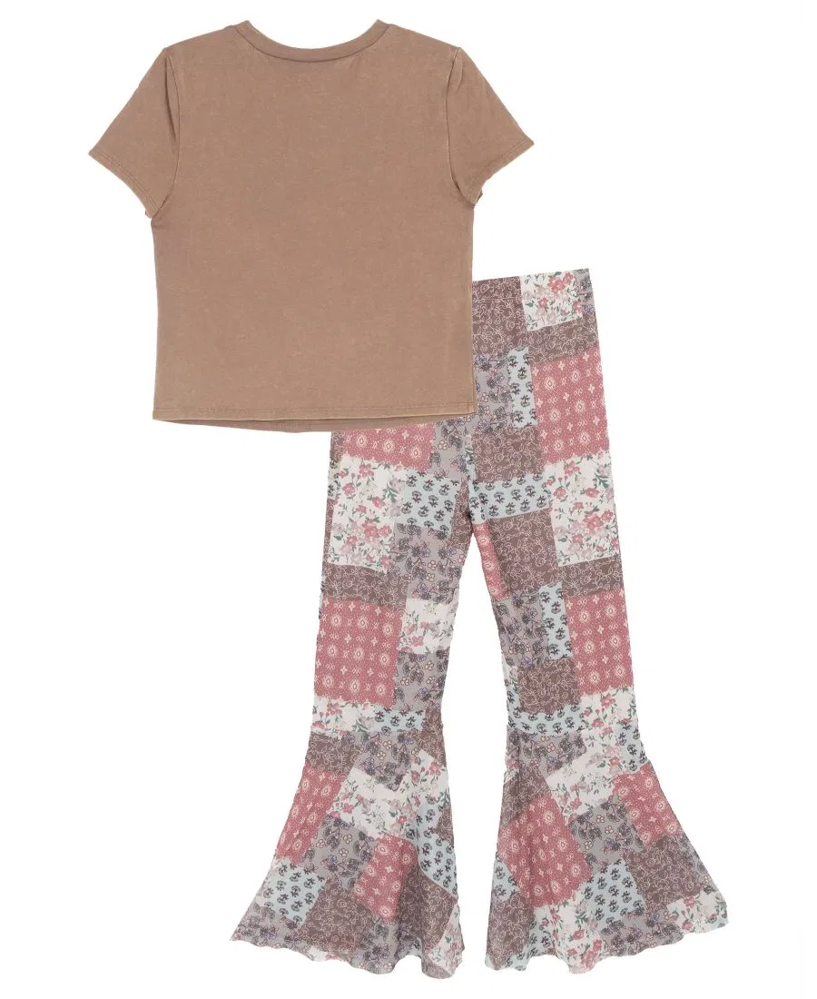 Комплект из футболки и брюк-клеш с принтом, Long Live Cowgirls Tween Diva, Light Brown — фото 2