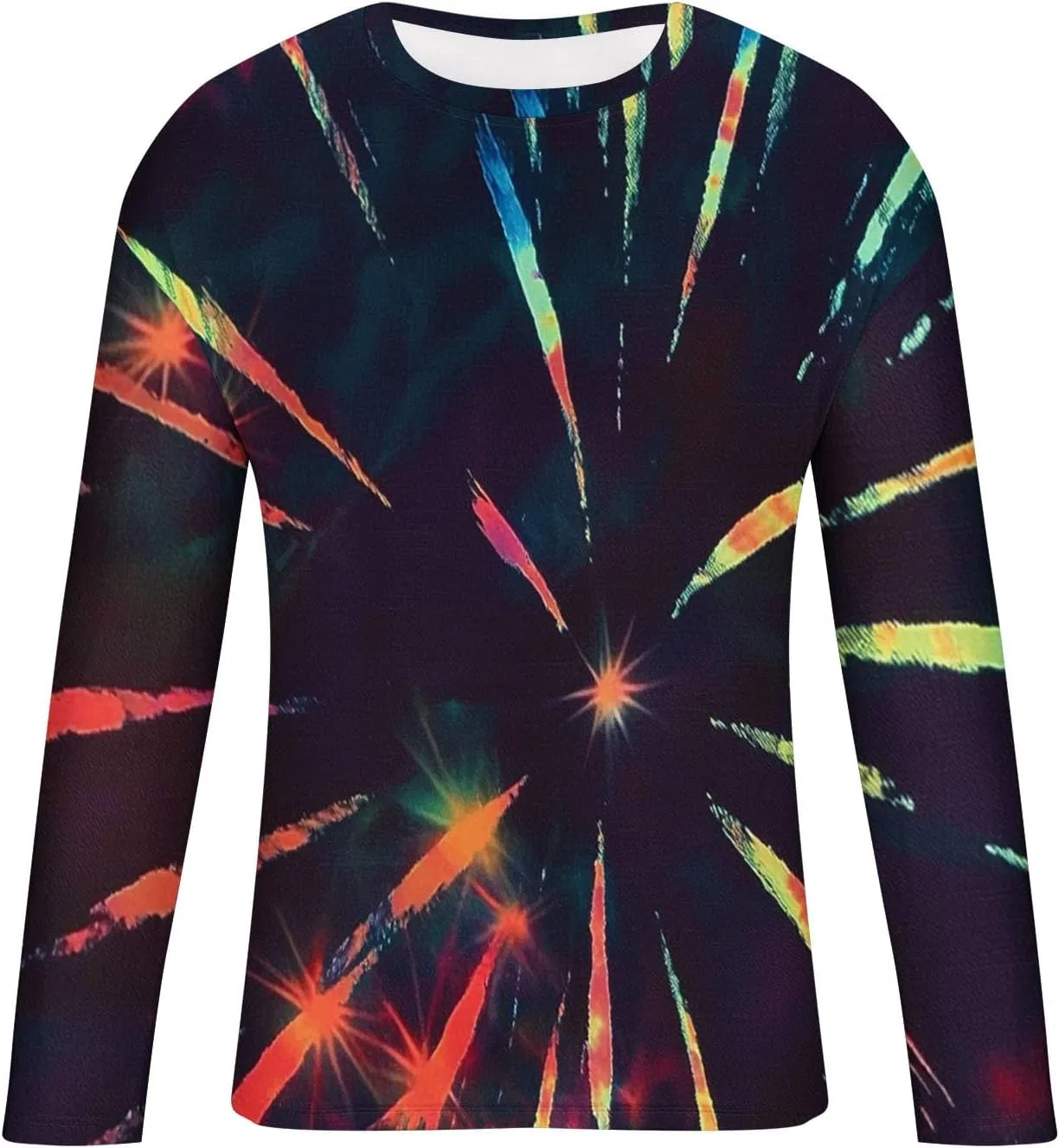 Мужская футболка с 3D графикой Tie Dye Long Sleeve Shirts for Men, Black — фото 4