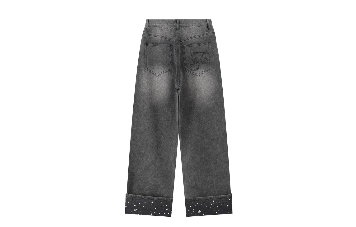 Детские джинсы прямого кроя средней посадки F426, Black Gray — фото 3