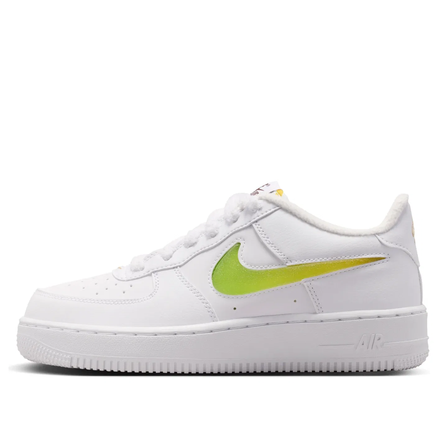 Детские кроссовки с кожаным верхом Air Force 1 'Green Orange' Nike, White/Green/Orane