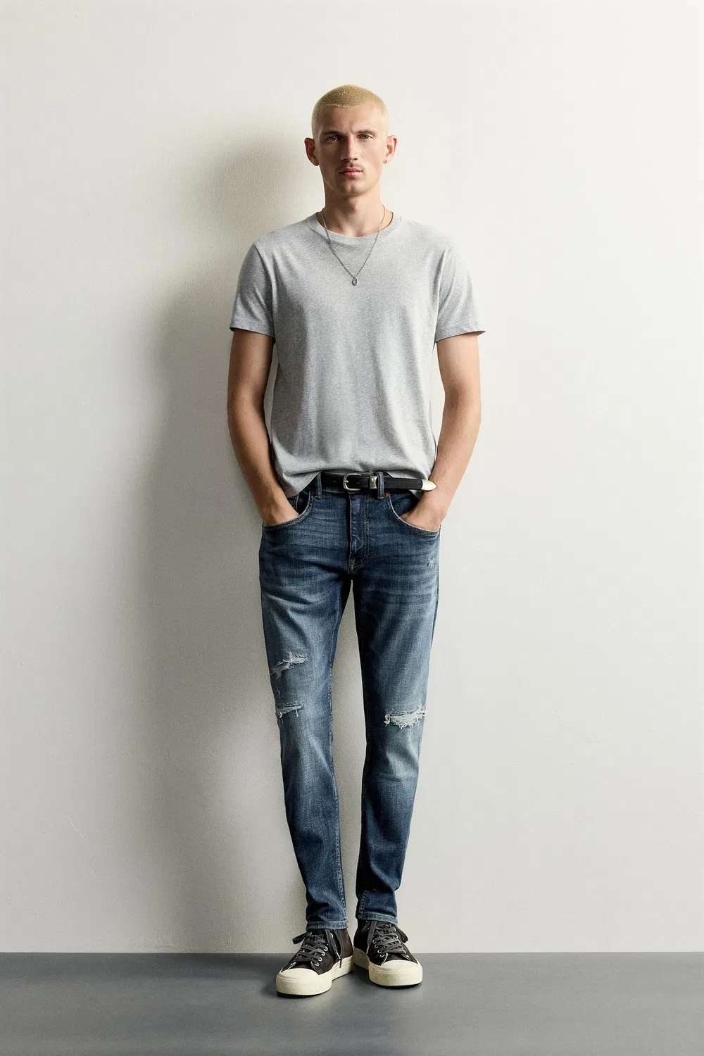 Рваные джинсы узкого кроя ZARA, Blue