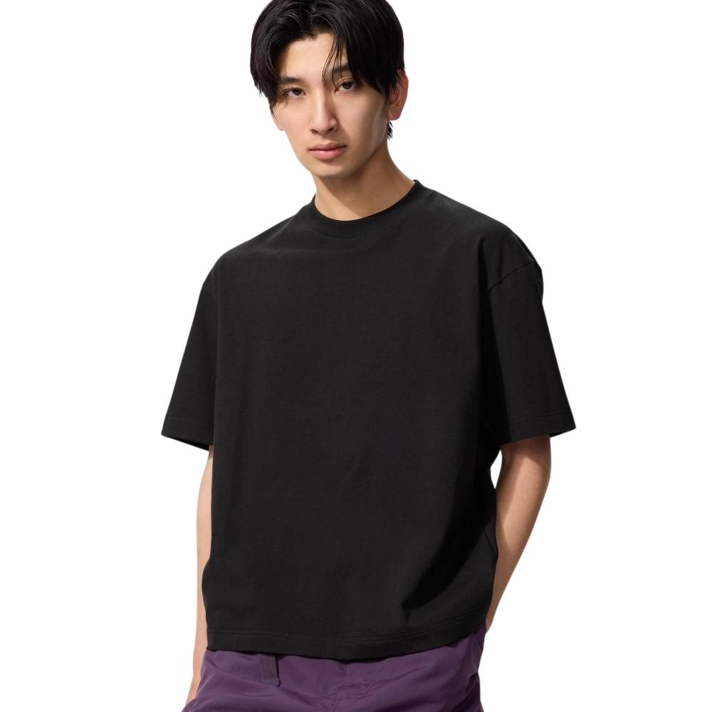 Футболка Uniqlo Boxy Сropped Unisex, 09 черный