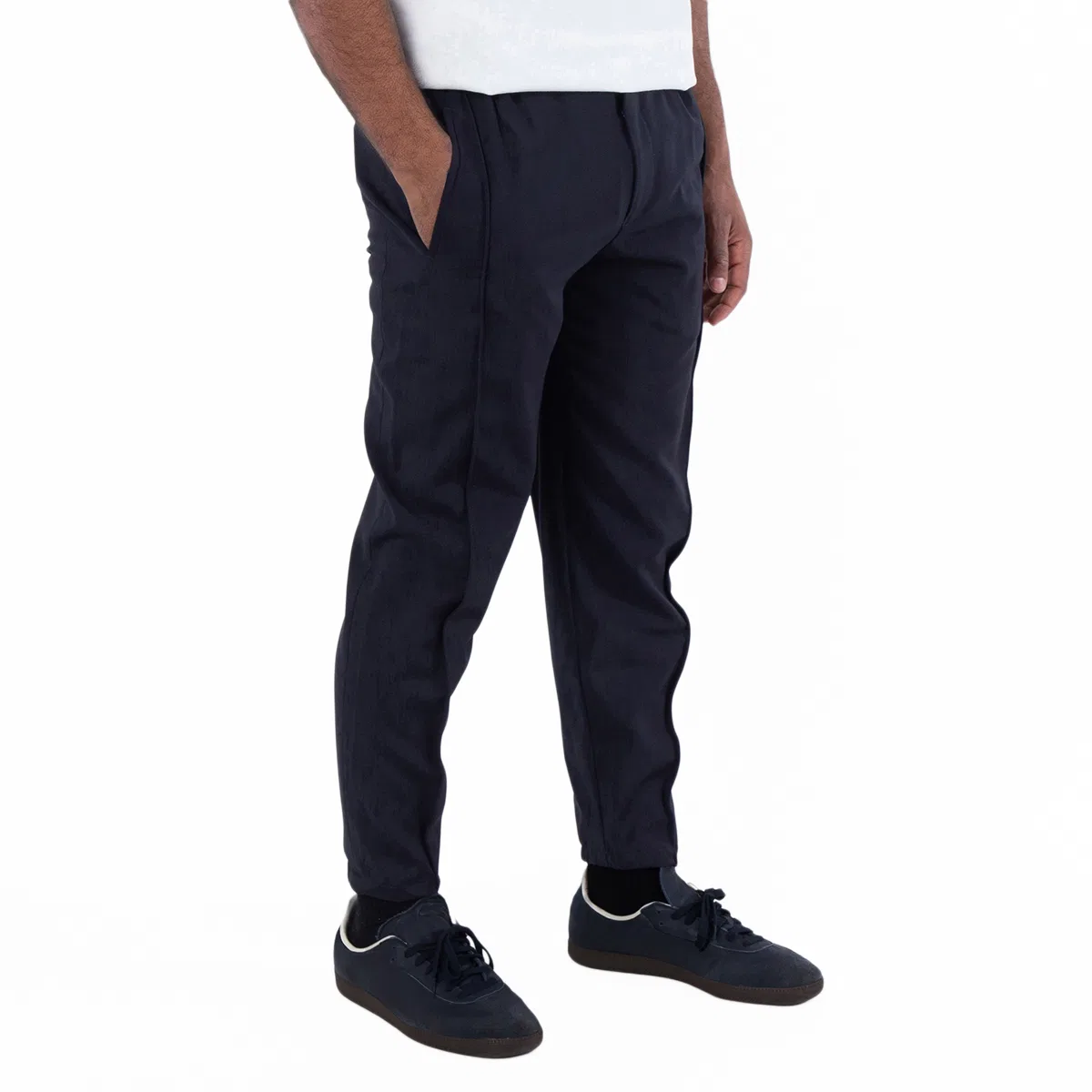 Брюки из шерсти с эластичным поясом Natural Stretch Canvas Trousers Emporio Armani, Navy Blue — фото 2
