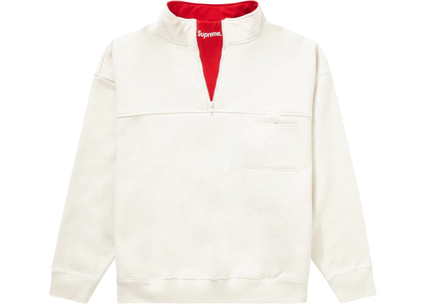 Мужской свитшот с принтом Supreme Washed Half Zip Pullover Stone, Stone — фото 2