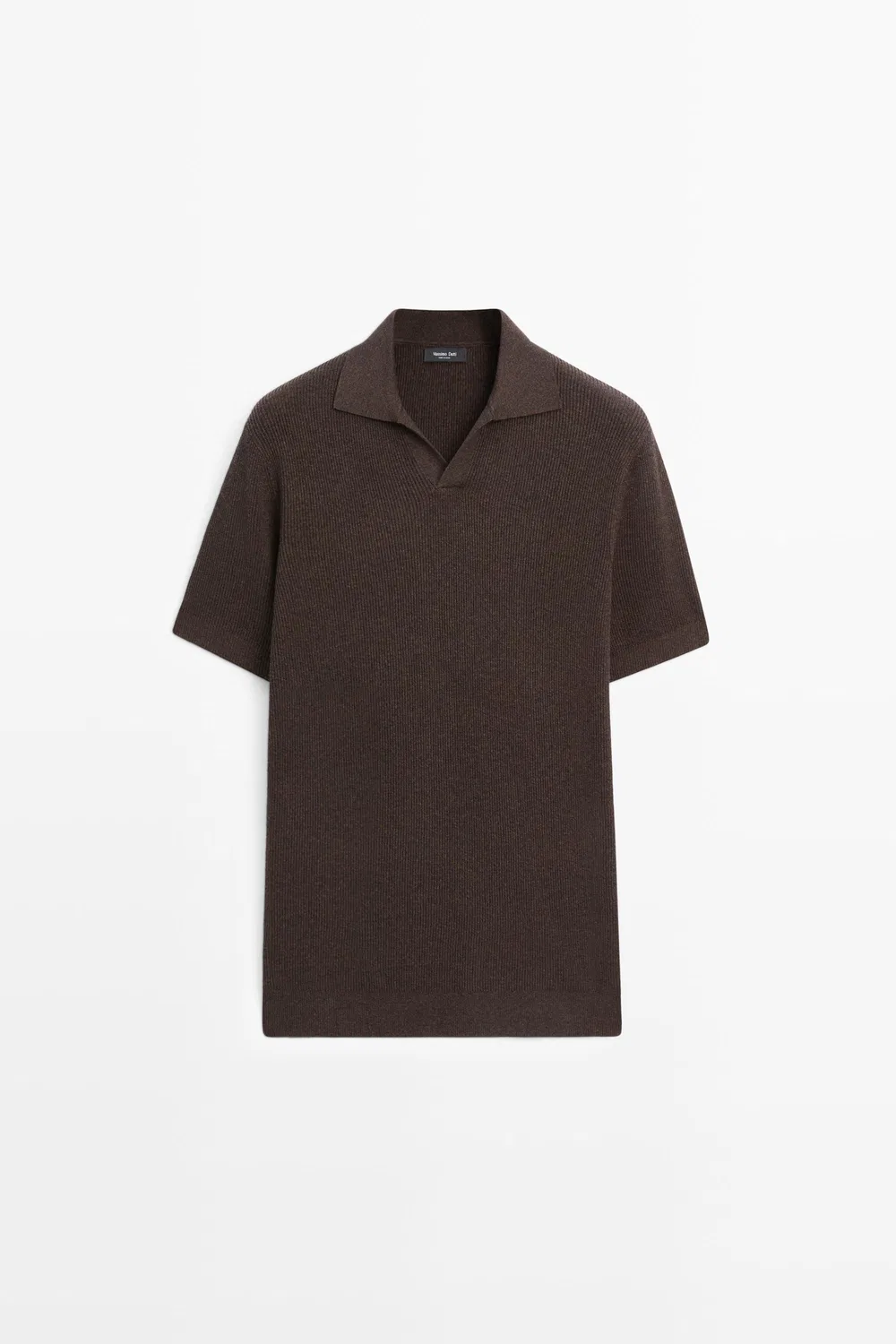 Поло-свитер Massimo Dutti Cotton Blend Knit, коричневый — фото 2