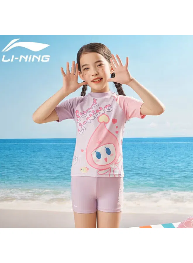 Купальник детский спортивный с мультяшным принтом 903 Li-Ning, лавандовый