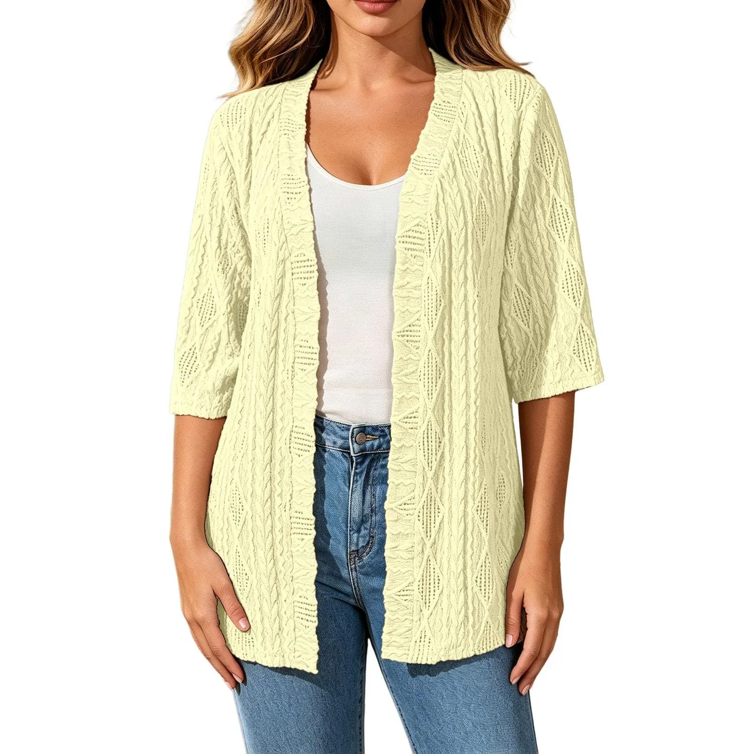 Женский кардиган свободного кроя Cardigan Elegante per l'autunno, Giallo
