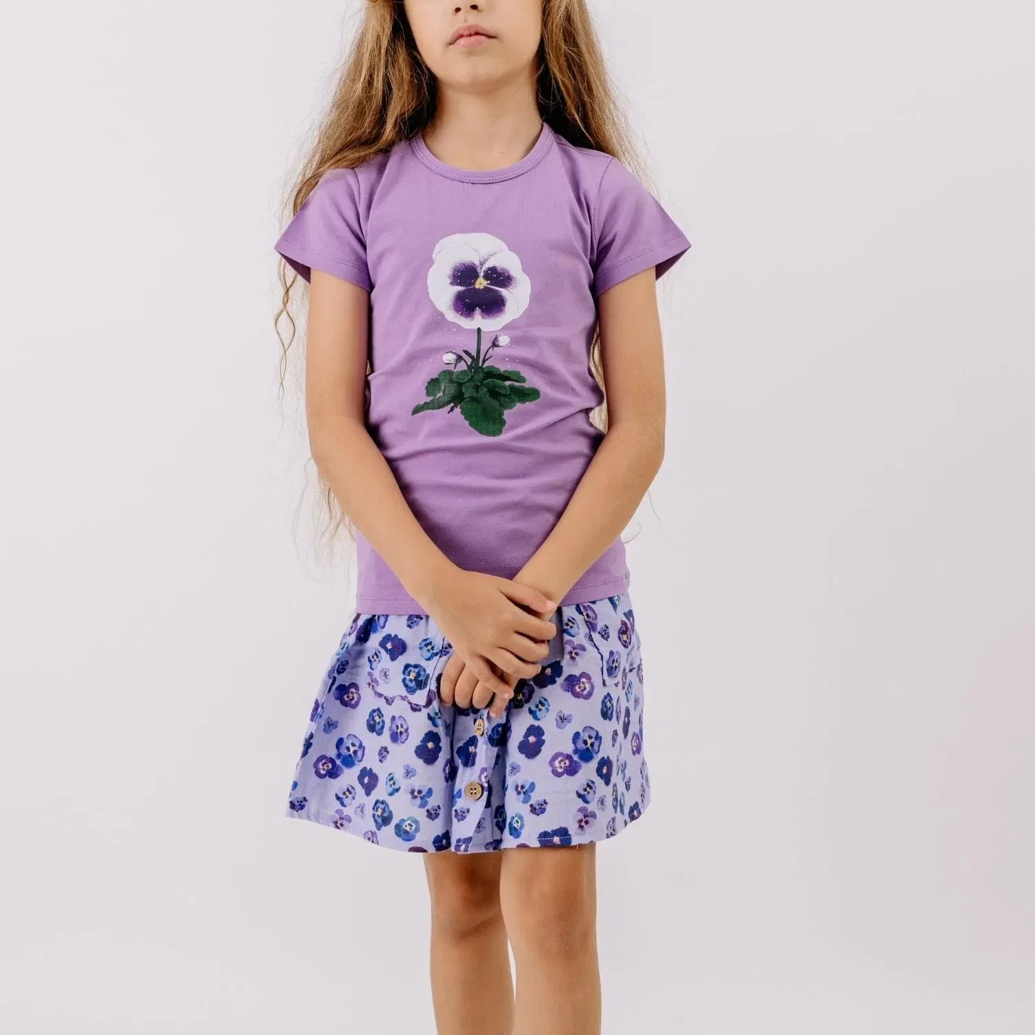 Юбка с принтом фиалок Rock Purple Violas Walkiddy, фиолетовый — фото 2