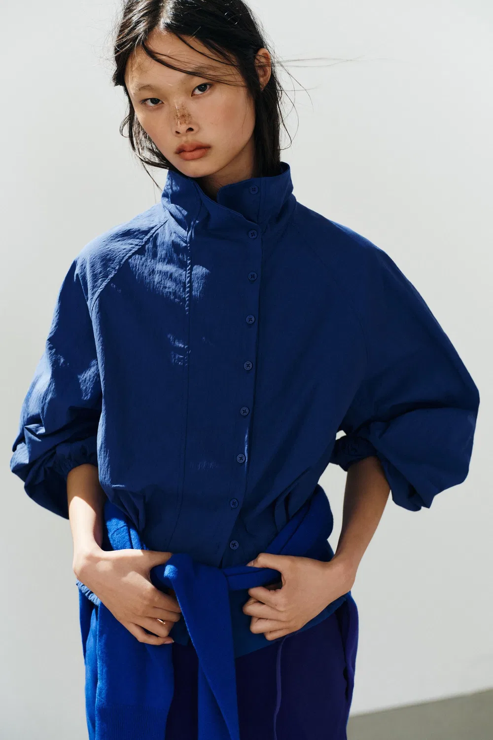 Куртка из технической ткани на пуговицах ZARA, Bluish — фото 4