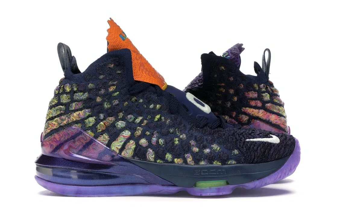 Детские кроссовки для мальчиков с высоким верхом Nike LeBron 17, Navy Heather/Multi-Color-Black