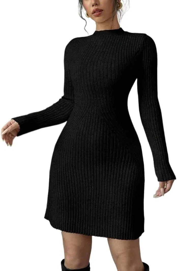 Женское облегающее платье мини Rib-Knit, Black