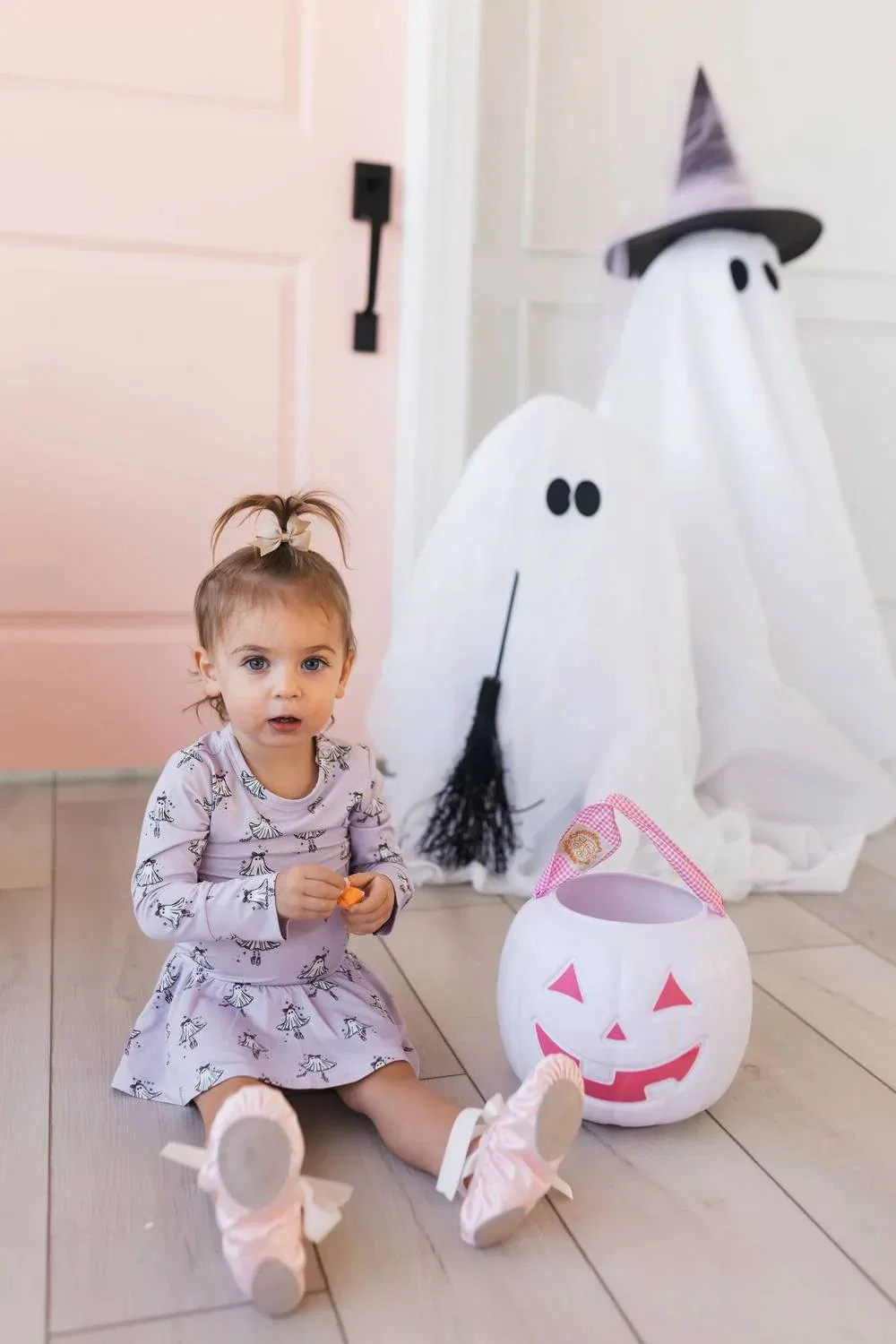 Детский боди-комбинезон для девочек с юбкой и принтом Ballerina Ghost In My Jammers, Lavender — фото 2