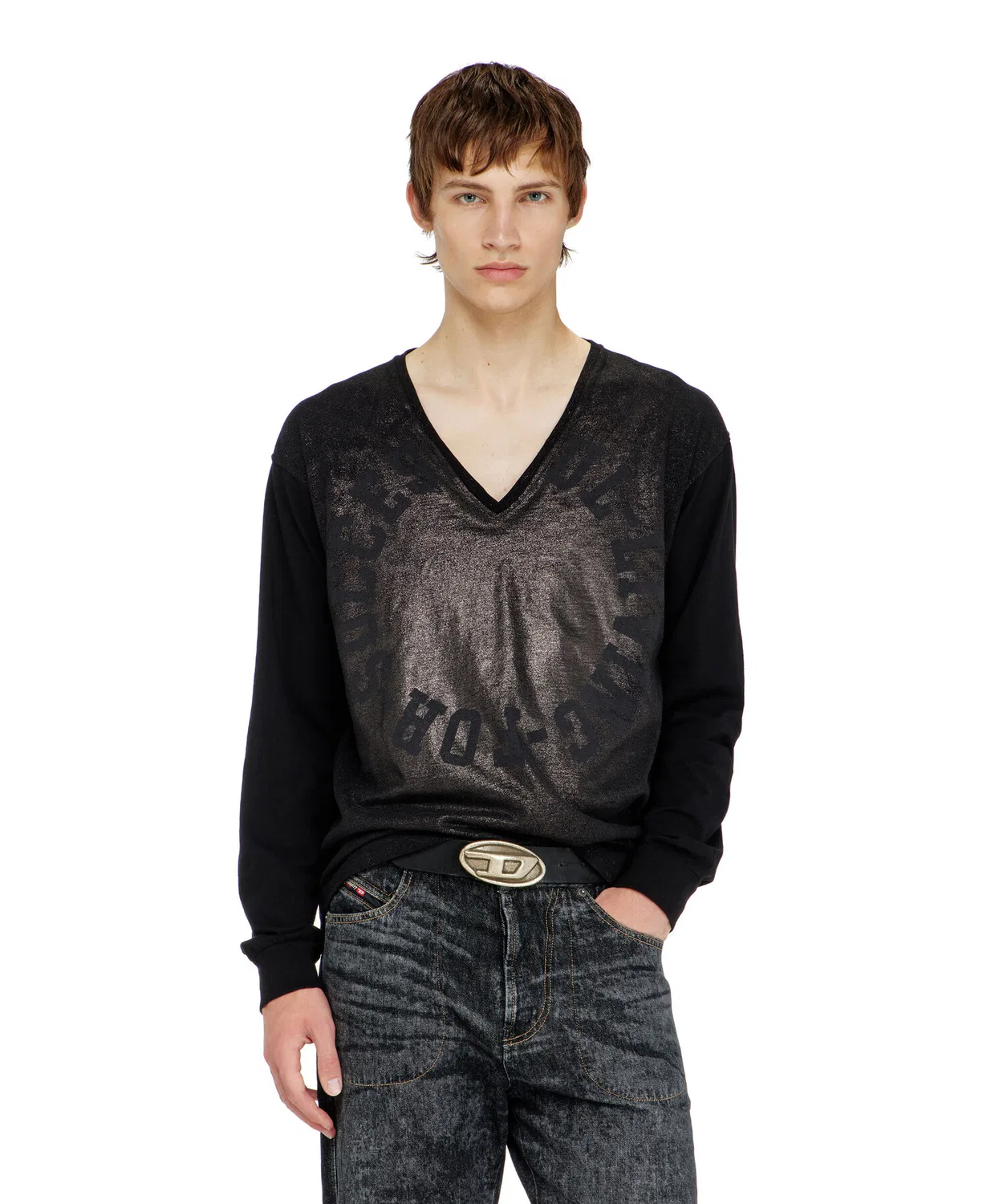 Мужская футболка с длинным рукавом модель T-ANS-LS-V DIESEL, Black — фото 4