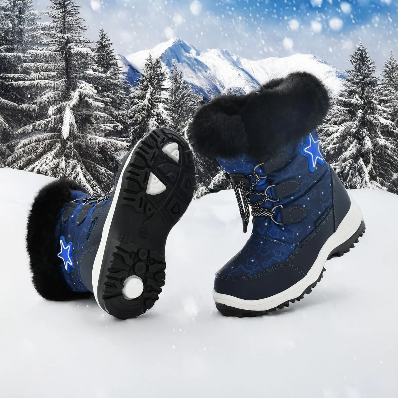 Детские зимние снежные ботинки с подсветкой Nova Mountain Light Up для мальчиков и девочек Nova Footwear, Navystar — фото 2