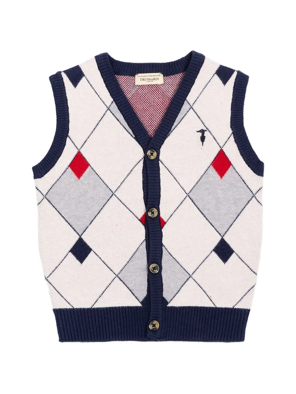 Кардиган с узором аргайл Trussardi Junior, нейтральные цвета
