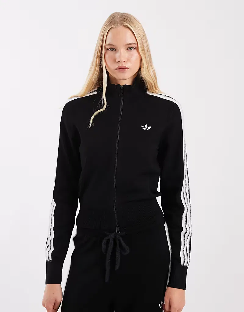 Вязаная спортивная куртка Adidas Originals Firebird, черный — фото 3