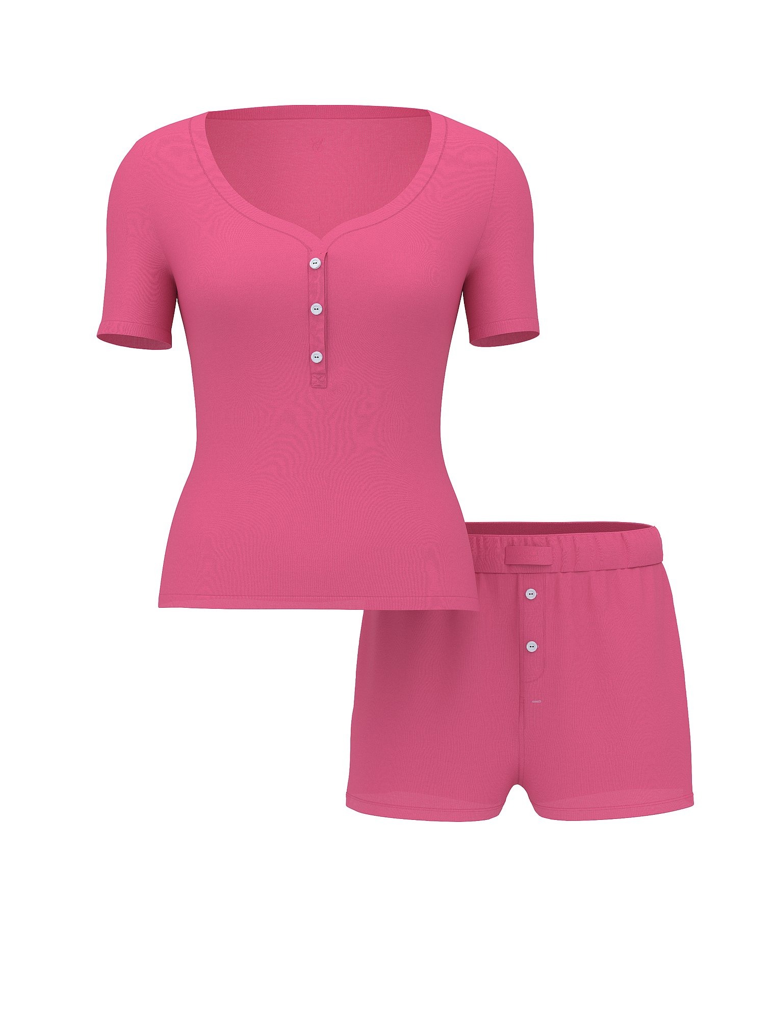 

Комплект шорты и футболка Victoria's Secret SoSoft Modal Ribbed Henley, розовый