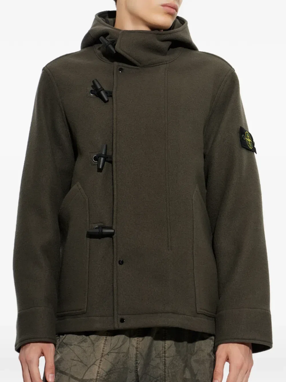 Плотная шерстяная куртка с капюшоном Stone Island, зеленый — фото 3