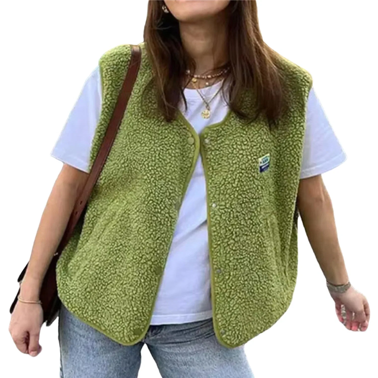 Женский безрукавный жилет из флиса, a verde
