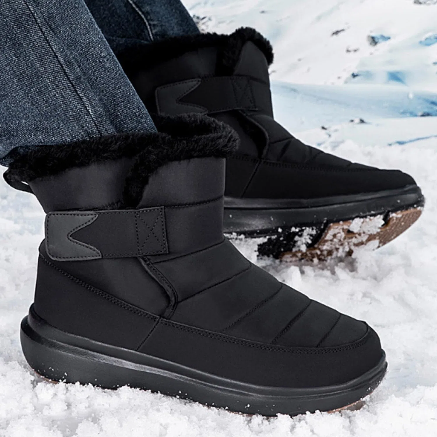 Детские зимние ботинки для девочек Thermal Boots with Outsole Comfortable Traction and Warm Fleece for Outdoor Walking in Cold Climate Conditions Fur for Women EODJXIO, Black — фото 3