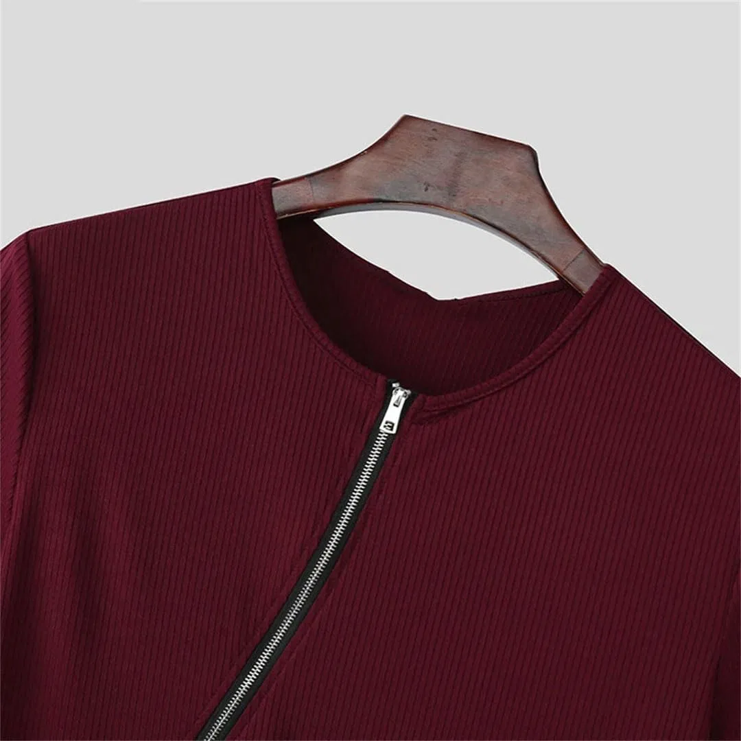Мужская футболка с косой молнией Casual Streetwear, Black — фото 4