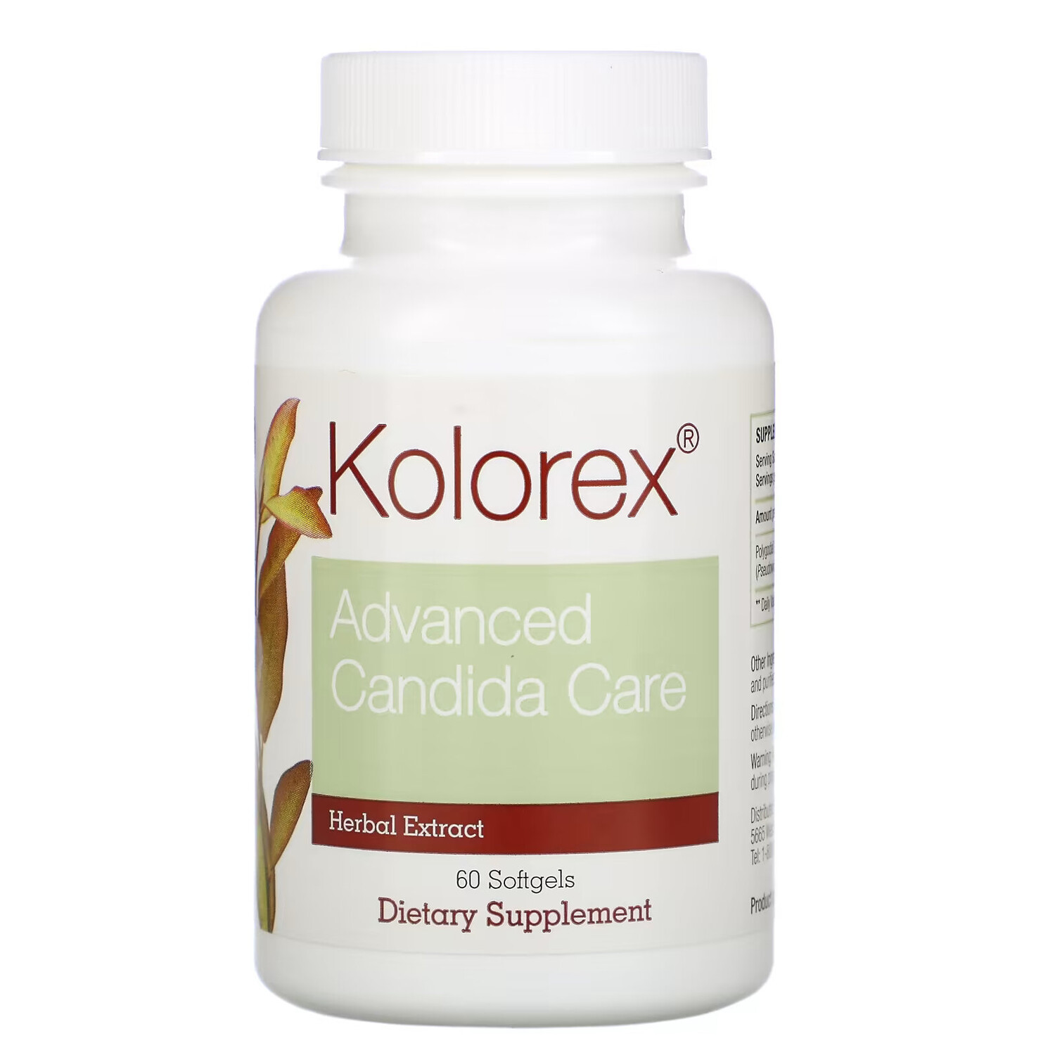 

Kolorex, Advanced Candida Care, 60 мягких желатиновых капсул