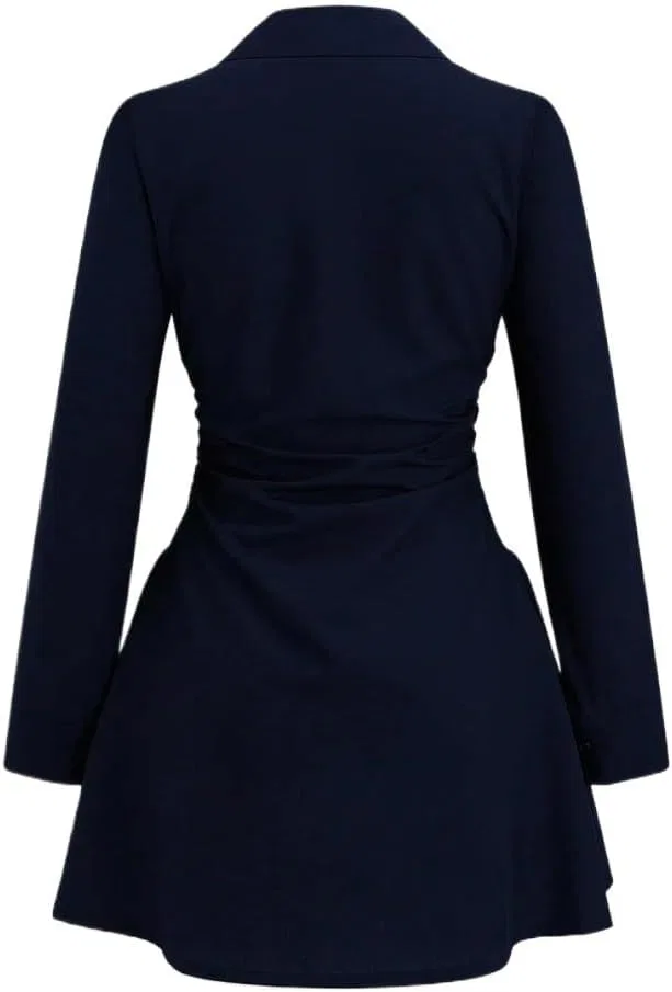 Женское платье-рубашка приталенное с защипами Zhangwu, Navy Blue — фото 3