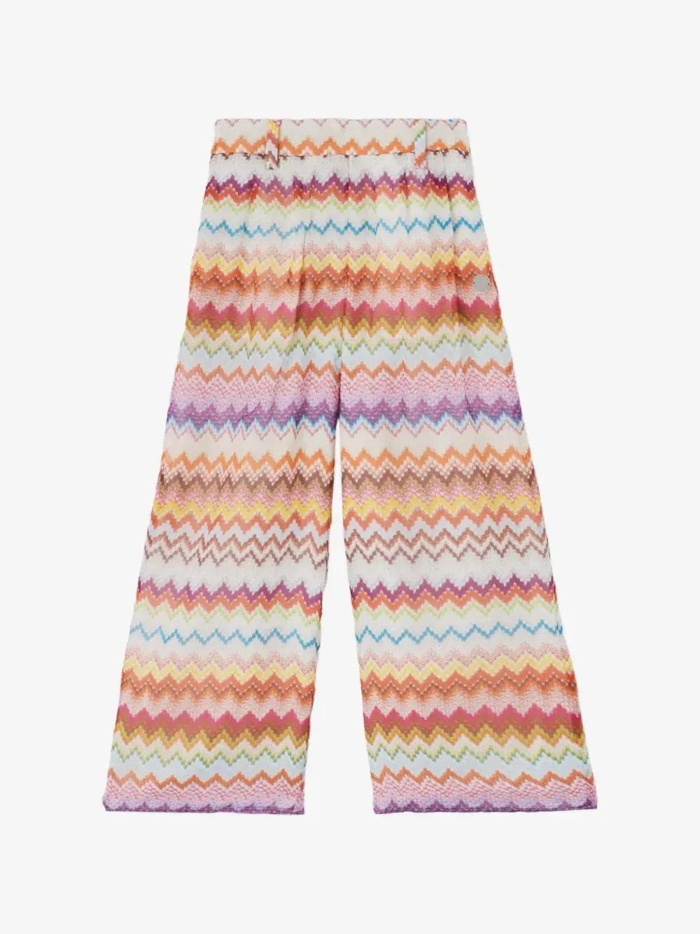 Брюки с принтом зигзаг и широкими штанинами Missoni Kids, бежевый