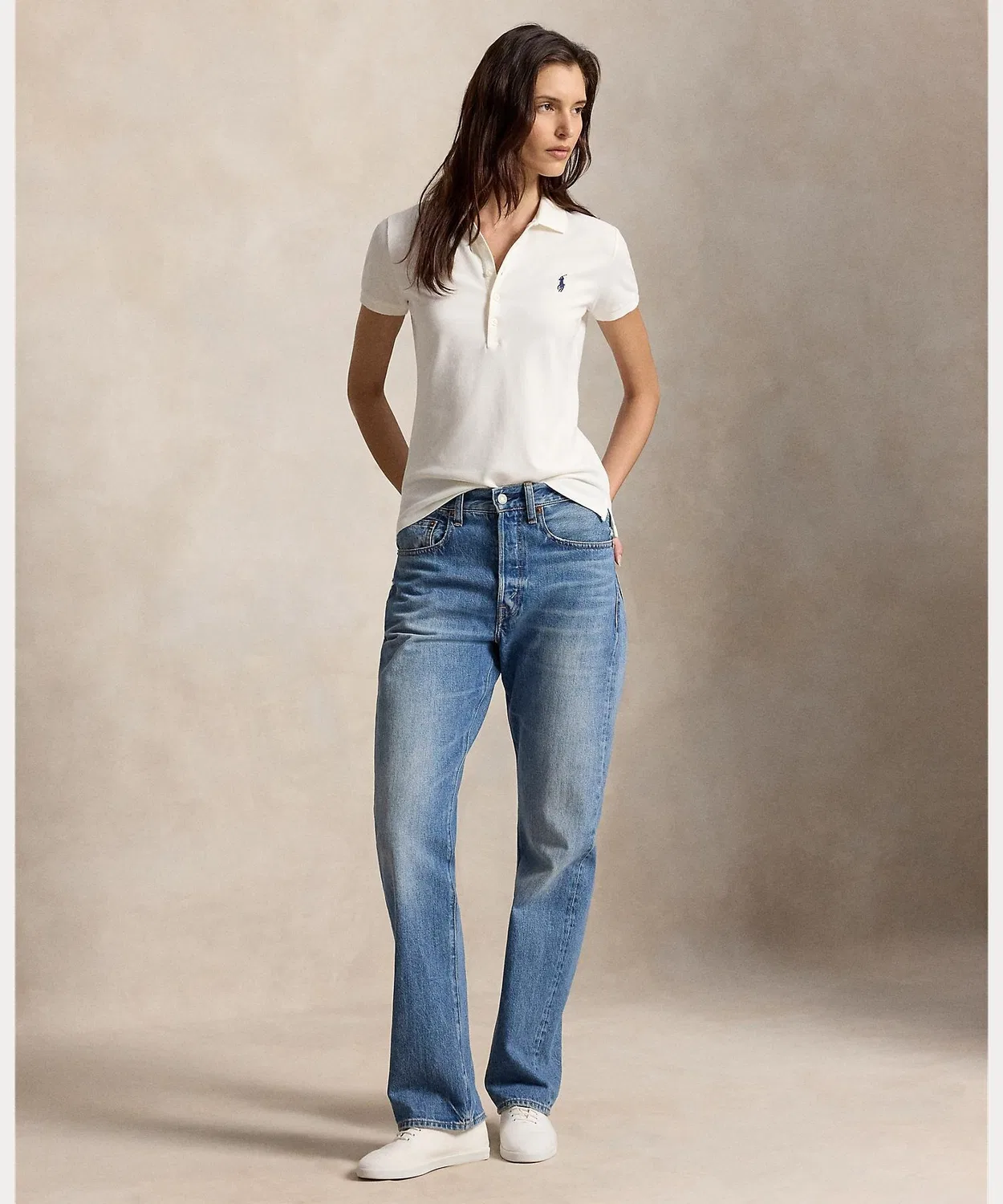 Женский поло с коротким рукавом Slim Fit Stretch Polo POLO RALPH LAUREN, Белый — фото 3