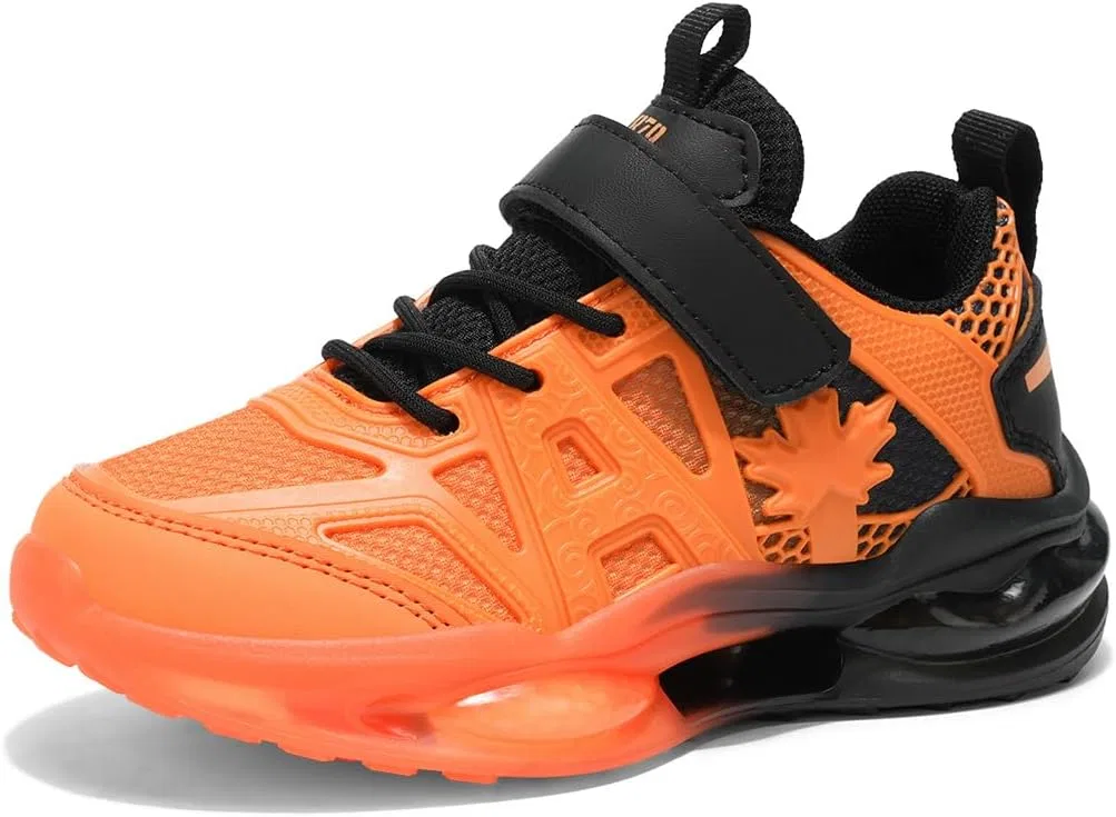 Детские кроссовки для мальчиков дышащие с липучкой GLYGML, Black/Orange