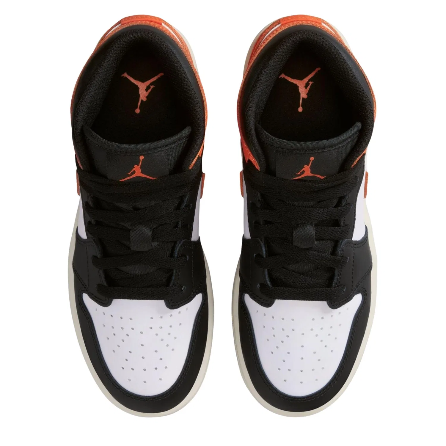 Детские кроссовки для мальчиков Air Jordan 1 Mid (Gs) NIKE, Orange White Black — фото 3