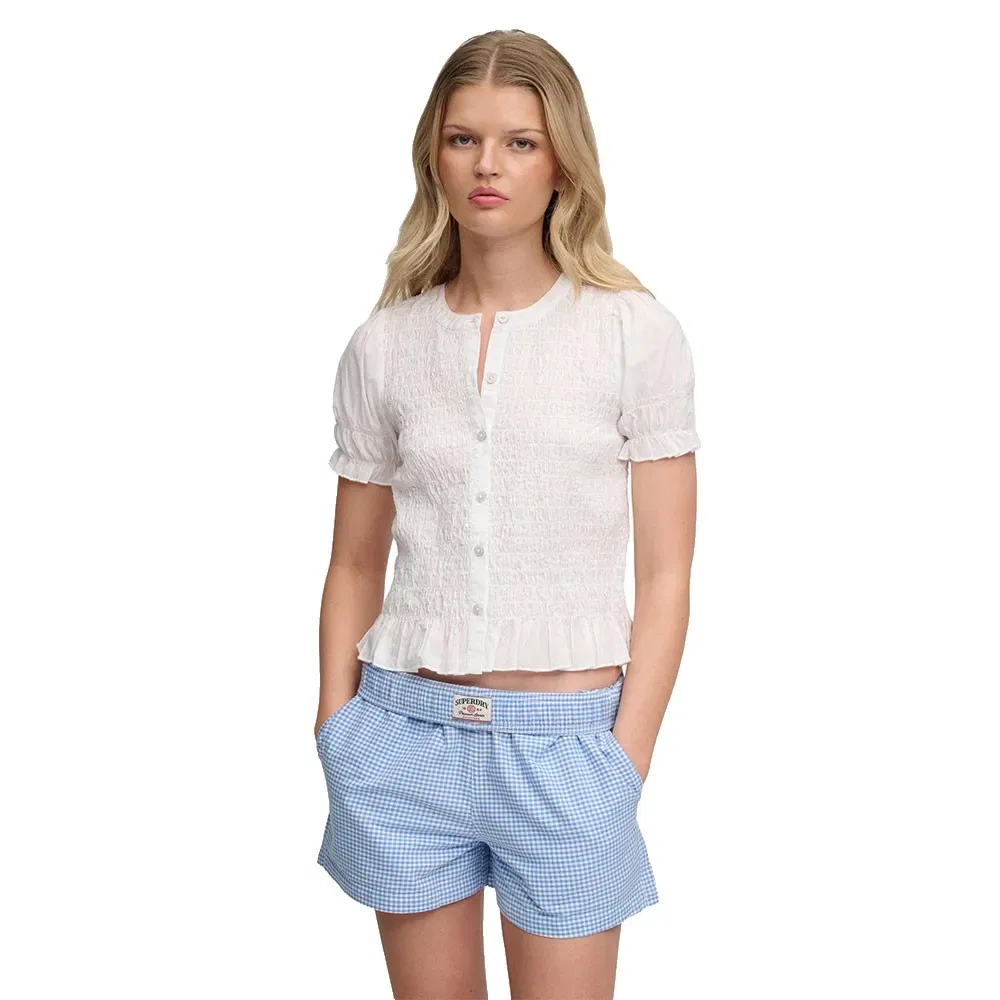 Женская футболка с коротким рукавом и сборкой Smocked Superdry, White