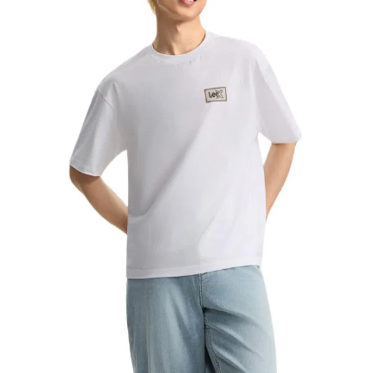 Детская футболка белая Crew Neck Lee, White — фото 4