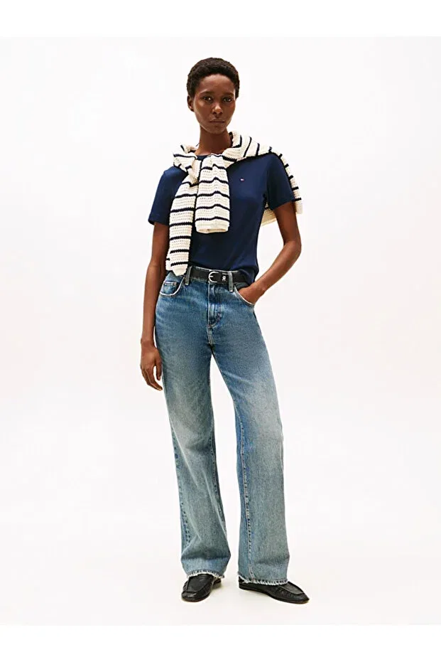 Женская футболка хлопковая с принтом Tommy Hilfiger, Blue — фото 3