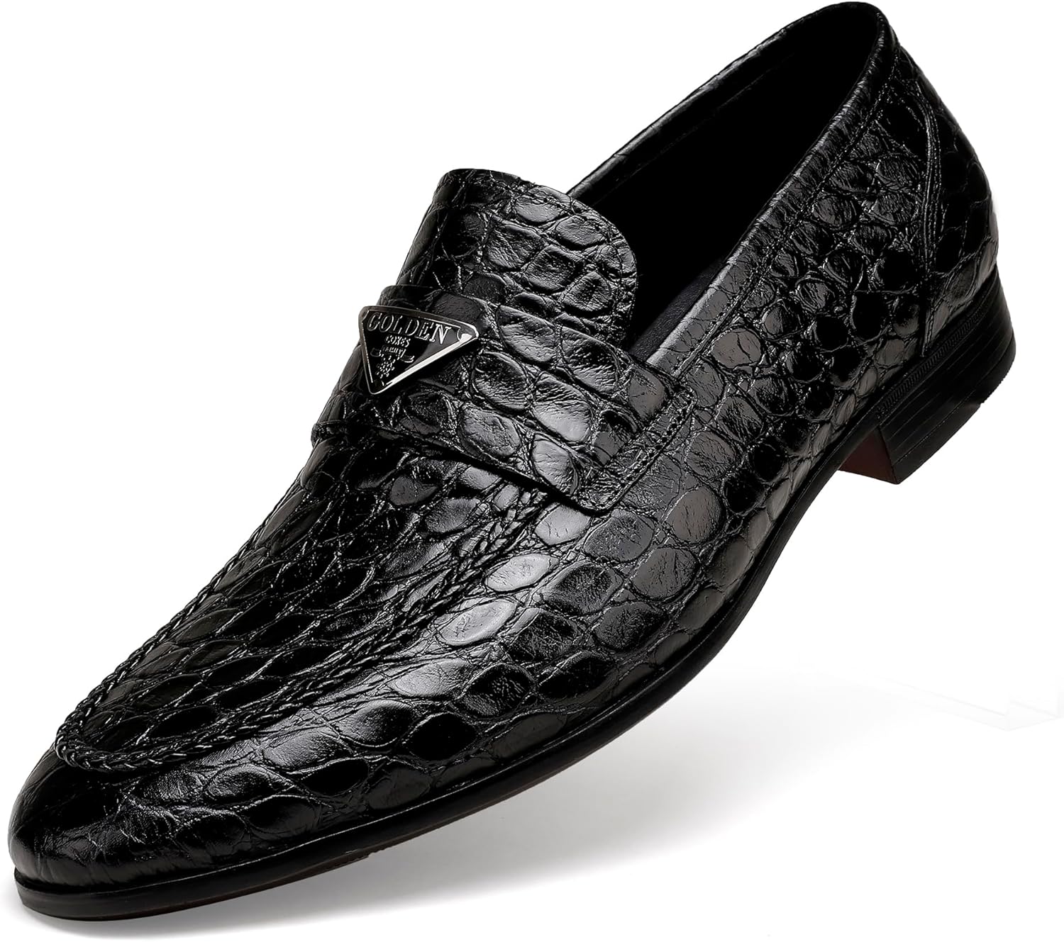 

Мужские классические кожаные туфли лоферы, модные туфли ручной работы с тиснением под крокодила, удобные лоферы на каждый день для мужчин Generic, черный