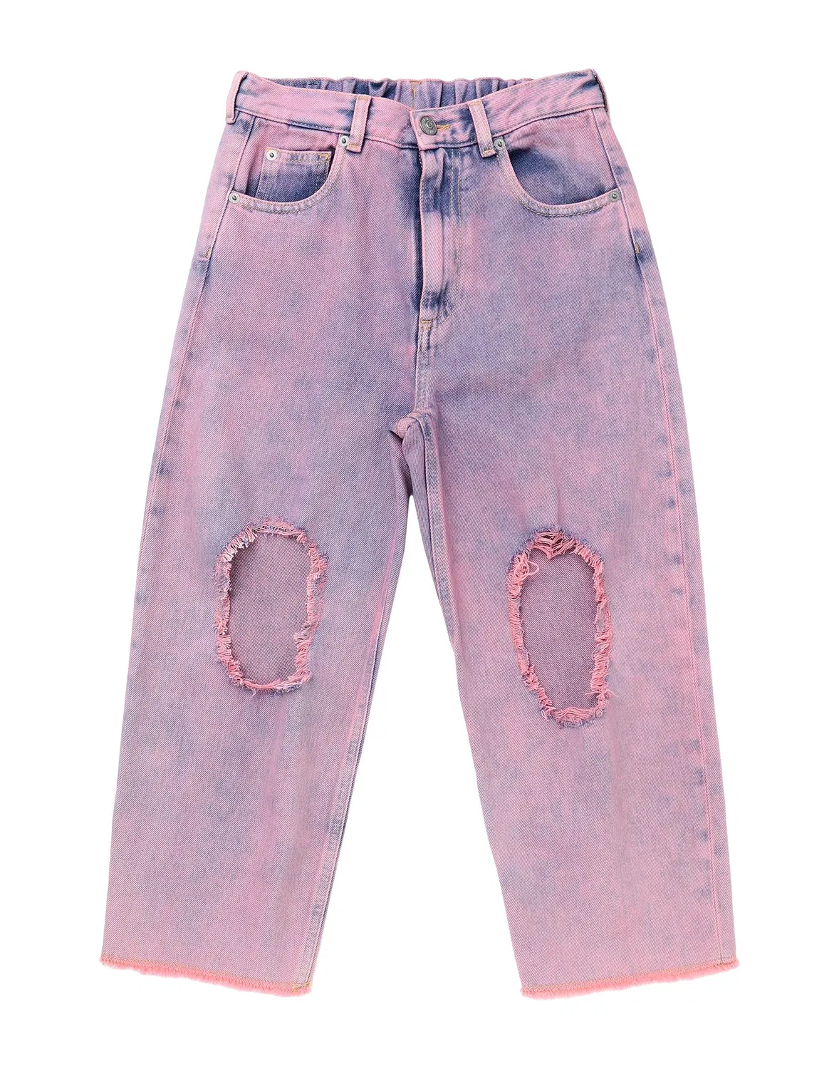 Джинсы с эффектом потертости MM6 Maison Margiela, розовый