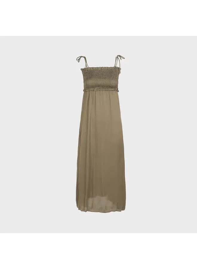 Платье макси с бретелями Zara, оливковый — фото 2