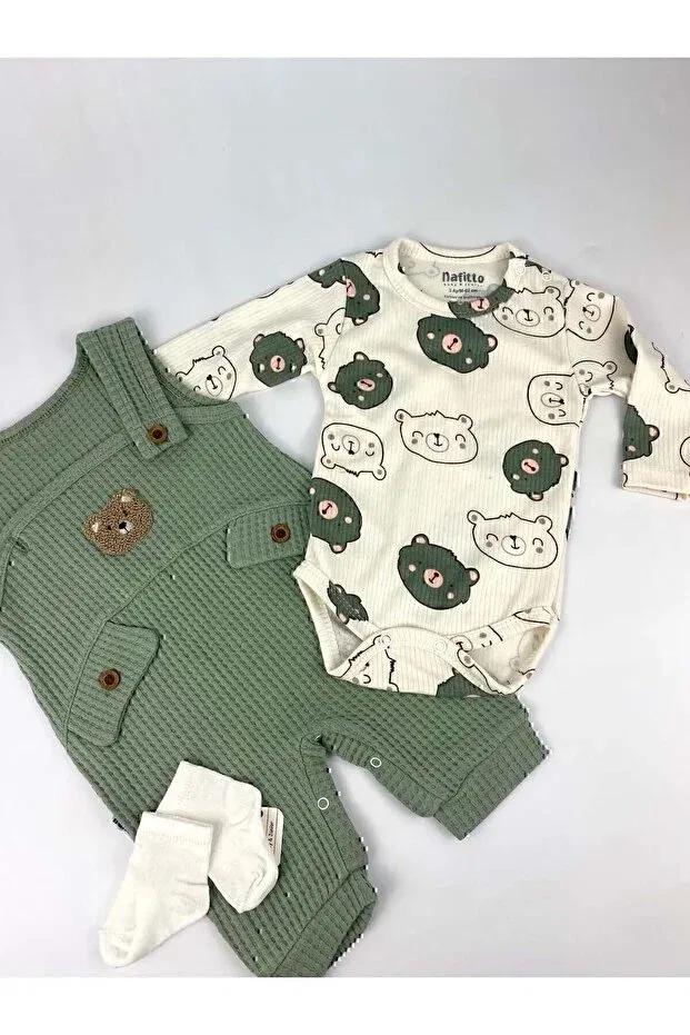 Детский комплект боди-комбинезонов для мальчиков с принтом Myzi Store, Green — фото 4