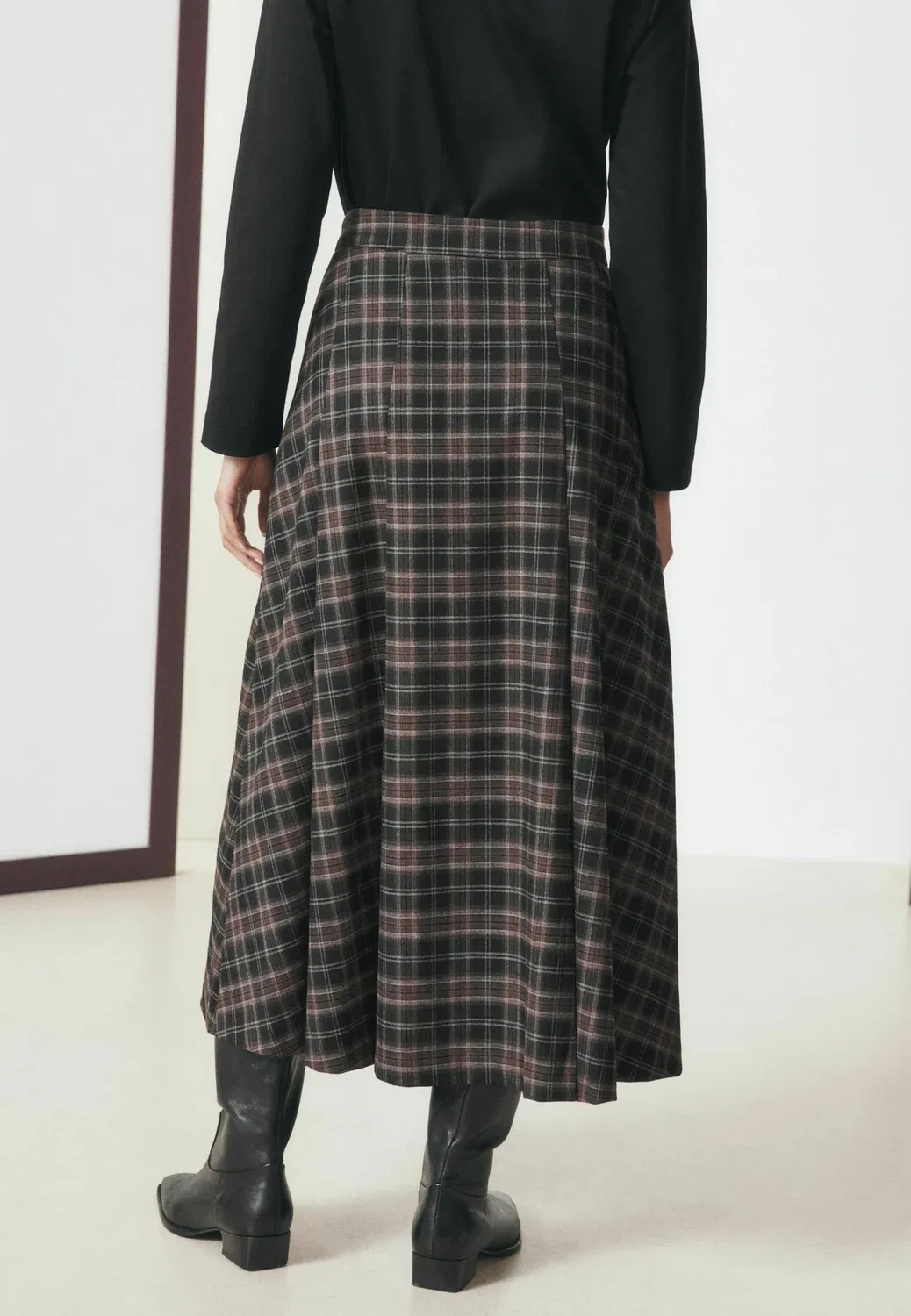 Килт приталенного кроя - юбка-обертка Next, Black Brown Check — фото 3