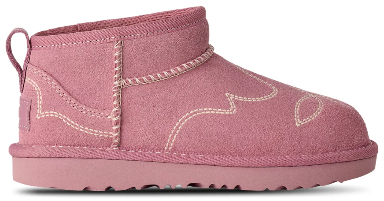 Детские ботинки для девочек с западной вышивкой Ultra Mini Western UGG, Dusty Orchid/White