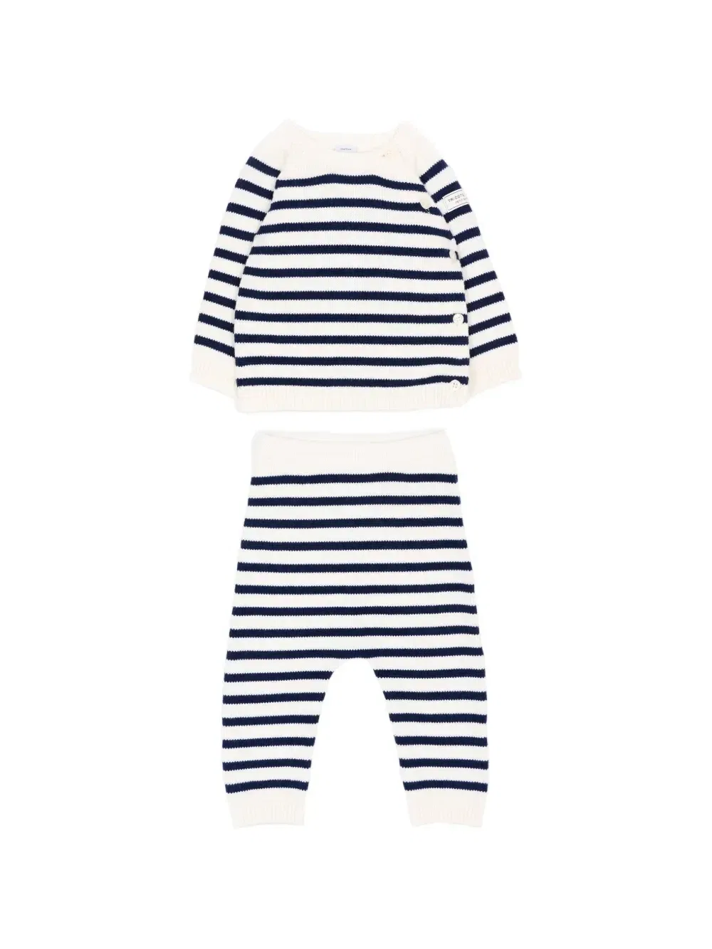 Комплект из полосатых вязаных брюк Petit Bateau, бежевый